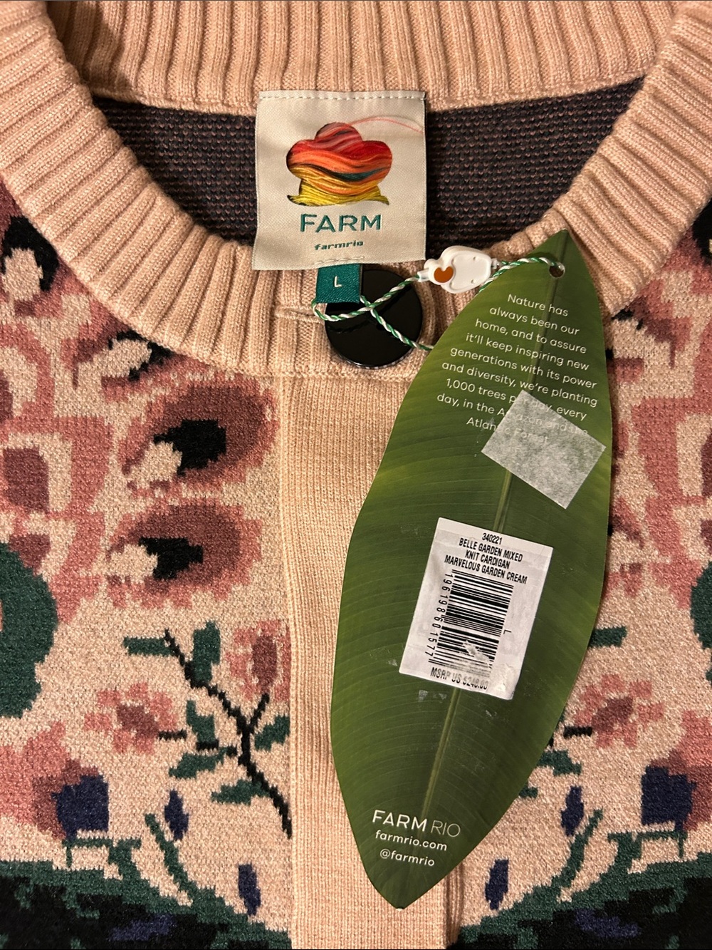 FARM Rio Belle Garden Mixed Knit Cardigan Size Large NWT - Picture 6 of 9